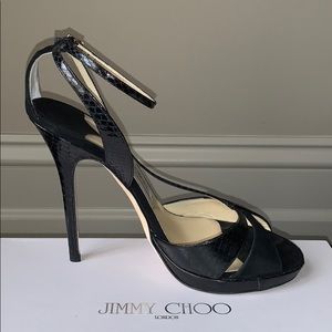 Jimmy Choo Black Snakeskin & Suede Sandal